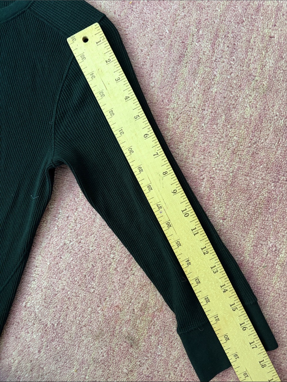 POLO RALPH LAUREN Waffle-Knit Midi Maxi Dress in Black 3/4 sleeves - Picture 12 of 12